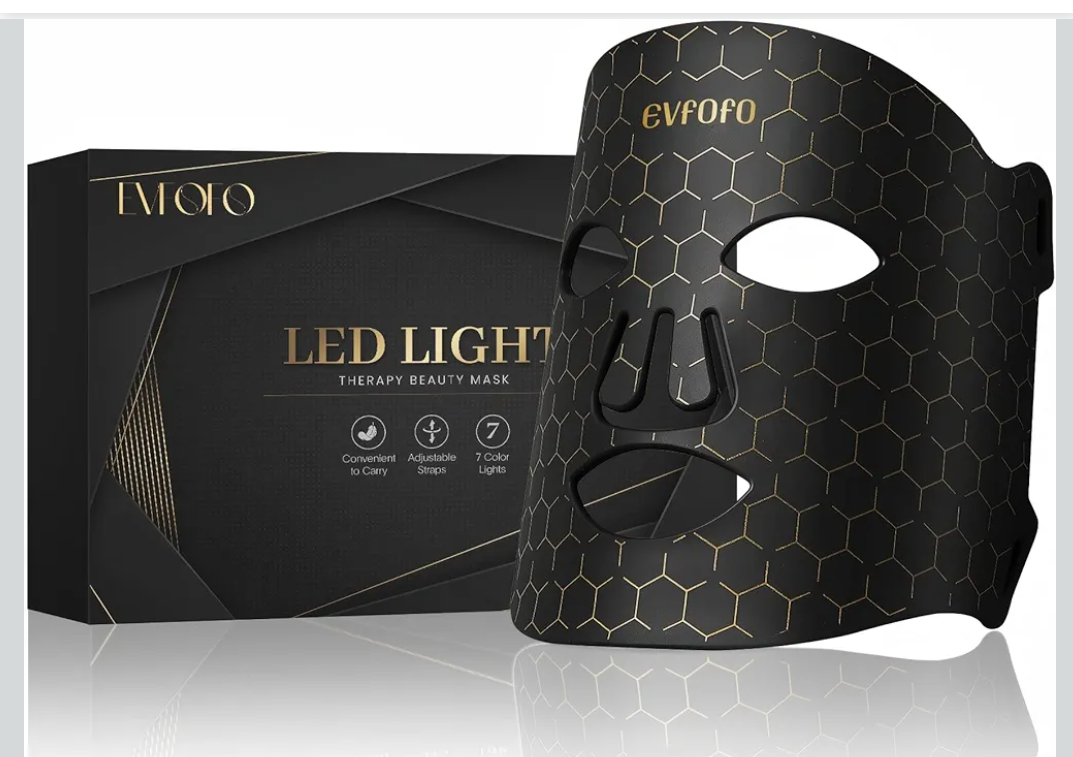 Led Face Mask Light Therapy, Red Light Therapy for Face, 7-1 Colors LED Facial Skin Care Mask, Black. Unopened