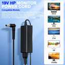 for HP Monitor Power Cord 27" 25" 23.8" 23" 21.5" 20" 19V Power Supply for HP Monitor 22cwa 24m 23er 23es 27eb 32f vh240a 24ea 27 25vx ADPC1945 IPS LED Backlit Full HD Display