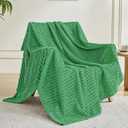 Throw Blanket for Couch - Flannel Fleece 3D Striped Ribbed Bed Blanket.Super Soft Blankets for Women Girls,Teacher Gifts Birthday Gifts Room Home Dorm Decor (Green, Throw(50"x60"))