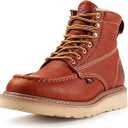 SUREWAY 6 in Mens Soft/Steel Toe Work Boots for MenFull Grain Leather,GoodyearWelt,NonSlip EH Safety Industial Construction Wedge Moc Toe Work Boots/Shoes,Waterproof Soft Toe Light Brown,Size 8.5