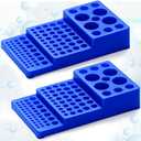 Threehoney Multifunctional Test Tube Vial Rack Trapezoidal Centrifuge Sample Bottles Rack Stackable Vial Holder Blue Tube Holder for 0.2ml-50ml Test Tube (2)