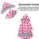 Dog rain Coat Waterproof Raincoat Puppy Jacket with Legs Buttons Zipper Hood Drawstring Fit for Yorkie Terrier Schnauzer Poodle Border Collie Labrador Golden Retriever 8lbs to 80lbs Pink L