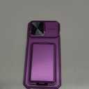 SSLOTSCASE for iPhone 15 Pro Max Case with Card Holder & Sliding Camera Lens Cover & Hidden Kickstand & Camera Stand & Wallet, Silicone Edge Durable Protective Case for iPhone 15 Pro Max, Dark Purple