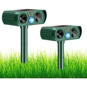 2 Pack Solar Ultrasonic Animal Repeller 2026 Waterproof Deer Repellent Devices Flashing Light Deterrent for Rabbits,Dogs, Raccoons, Cats,Rodents, Skunks, Squirrels,Yard Garden Outdoor