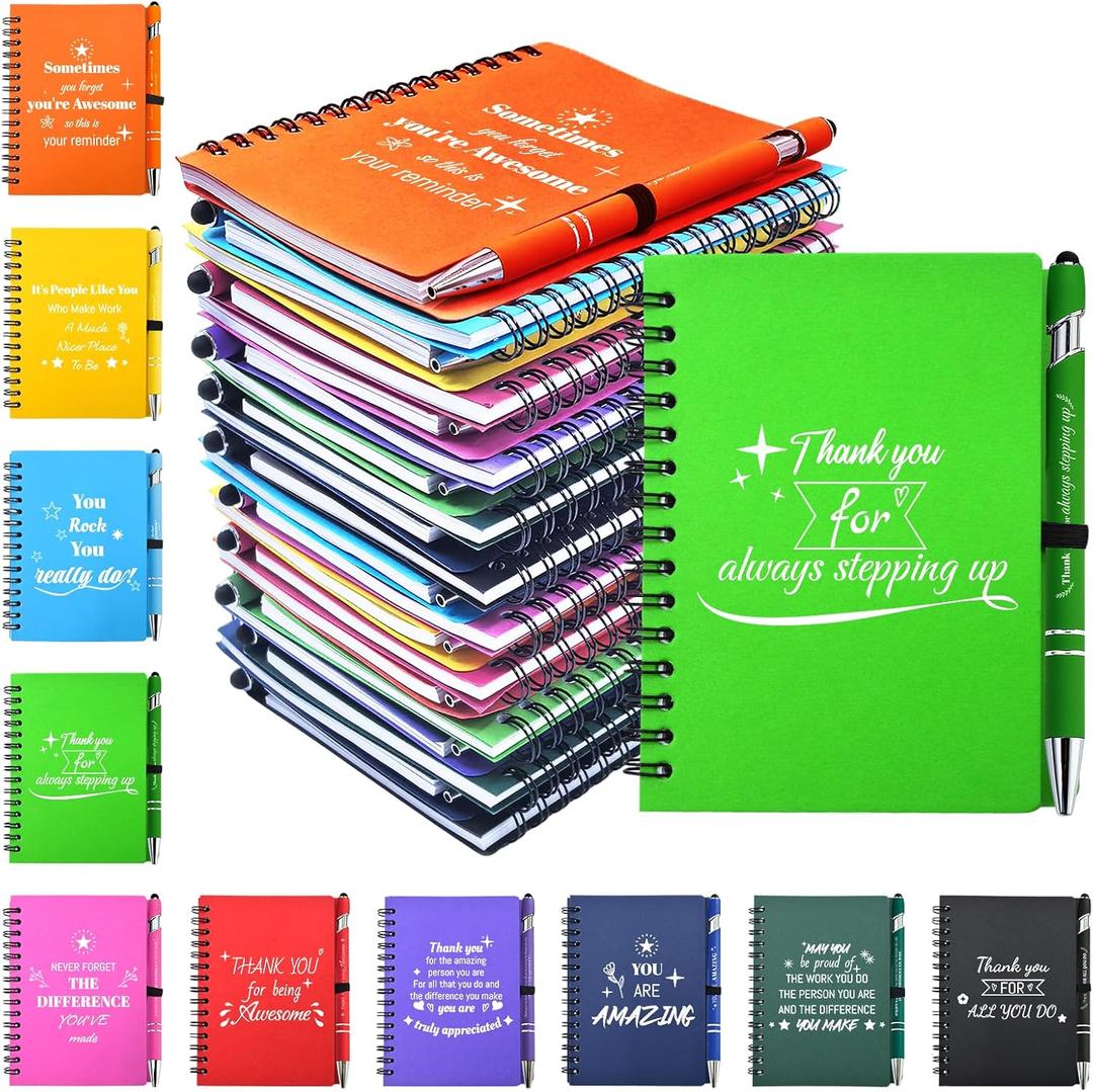 40 Pcs/20 Sets Employee Appreciation Gifts Bulk, Inspirational Notebooks with Motivational Pens for Staff, Thank You Gifts for Coworkers, Teachers, Team, Nurse, DSP, Office, School, Christmas