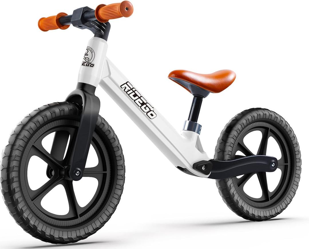 Ridego 12 Inch Balance Bike for Kids 2-4 Year Old,Lightweight Kids Bike with Adjustable Seat, Push Bicycle with Air Rubber TiresRide-on Toys Birthday Gift
