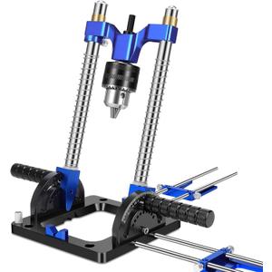 Upgraded Portable Drill Guide, Adjustable 0to 60Multi Angle Drill Guide for Straight Holes, Drill Press Adapter for Hand Drill, with 1/2" Chuck, Key, Guide Rod Precision Drilling Jig,Heavy-Duty