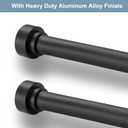 2 Pack Heavy Duty 1 Inch Diameter Single Curtain Rods 36-72 Adjustable Window Curtain Rod with Aluminum Alloy Cylindrical Cap Finials, Wall Mount and Ceiling Mount, Matte Black