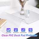 JanJunDec Clear Desk Pad Table Cover Protector on Top of Desks, 16x28 Inch Transparent Plastic Desk Mat Blotter for Laptop Computer Keyboard, Waterproof PVC Vinyl Desk Cover Writing Mat with Mouse Pad