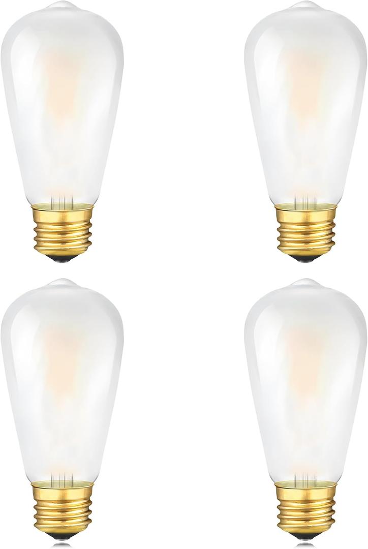 LED Edison Bulb, 25W Equivalent, Soft Warm 2700K, Frosted Glass, Dimmable, 2 Watt E26 Standard Base ST21 LED Bulbs, 4 Pack