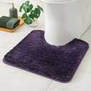 MIULEE Toilet Rug U Shaped for Bathroom - Soft and Absorbent Microfiber Contour Bath Rugs for Toilet, Non Slip Rubber Backside for Extra Safety, Machine Washable - Dark Purple, 20''x20'' (1'8" x 1'8" (U-Shape))