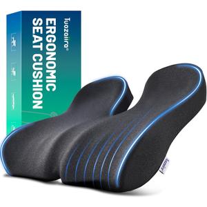 Ergonomic Seat Cushion for Office Chair  High-Density Memory Foam Support with U-Shaped Coccyx Cut-Out, Stable Comfort for Long Sitting, Enhanced Non-Slip Bottom & Washable Cover