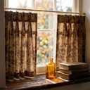 RYB HOME Pinch Pleated Mustard Yellow Curtains for Kitchen Cafe, Light Filtering Semi Sheer Privacy Linen Textured Warm Earth Tone Curtain Tier for Shabby Chic Cottage Decor, 26" W x 36" L, 2 Panels