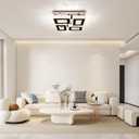 13.1'' Square Modern Chandelier Light with Remote Crystal Ceiling Light Stainless Steel LED Flush Mount Ceiling Light Fixtures for Bedroom Living Room Kitchen Dimmable