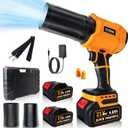 Leaf Blower Cordless with 221V Batteries, Turbo Jet Handheld Blower with Nozzle, Mini Leaf Blower Cordless, Variable Speed for Lawn Care, Patio, Car Drying, Snow & Dust Cleaning (Orange)