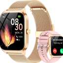 CASCHO Smart Watches for Women (Android/iOS), 1.85" HD Smart Watch with Calls/Messages/AI Voice Control, Sleep/Heart Rate, 120+ Sports Modes Fitness Tracker Watch, Gold & Pink Dual Strap