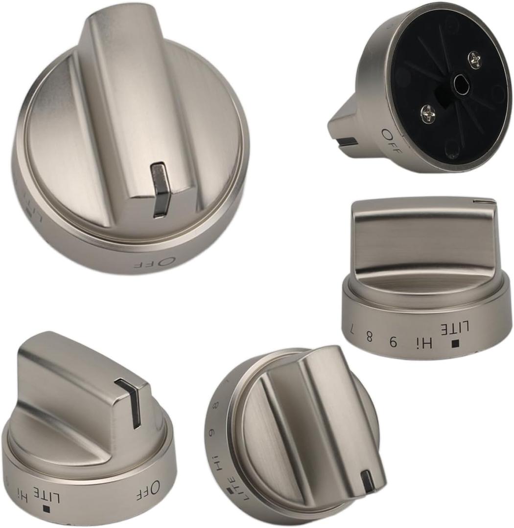 WB03X24818 Gas Stove Knob for GE Stainless Steel Burner Cooktop Control Knobs Compatible with PS11729081 AP5989029 EAP11729081 Range Stove Knob Parts, Not Universal, 5 Pack