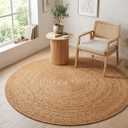 WeWove Handcrafted Jute Braided Rug 6 Feet Round - 100% Natural Jute Area Rug - Rustic Farmhouse Boho Accent Rug for Living Room Bedroom Kitchen Entryway Hallway Reversible Handwoven Floor Rug
