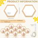 Huwena 16 Pcs Mini Honeycomb Cupcake Stand Wooden Hexagon Cake Display Holder Farmhouse Hexagonal Floating Table Sign for Baby Shower Birthday Party(Wood Color)