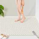 OTHWAY Large Shower Mat, 47"x 32" TPE Anti Slip Shower Mat, Heavy Bath Mats for Shower with Drain Holes Suction Cups, Shower Stall Mat for Bathroom, No Odor Shower Grip Mat for Elderly Kids(W-White) (47" x 32"), Warm White)