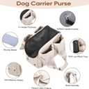 Dog Purse Carrier for Small Dogs, Cats, and Puppies Soft-Sided Travel Pet Tote Bag with 4 Large Pockets, Foldable, Lightweight, Fits Pets up to 15 lbs, for Travel, Outings (Beige)