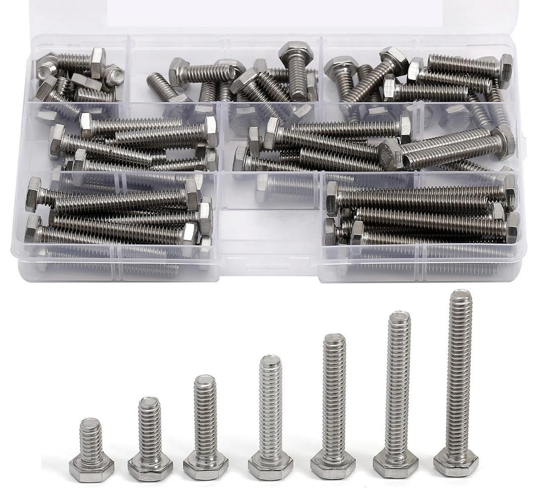 1/4-20 Bolts Screws Kit External Hex Head Stainless Steel 304 Fully Threaded Hex Bolt 1/4-20 x 1/2" 3/4" 1" 1-1/4" 1-1/2" 1-3/4" 2" Length