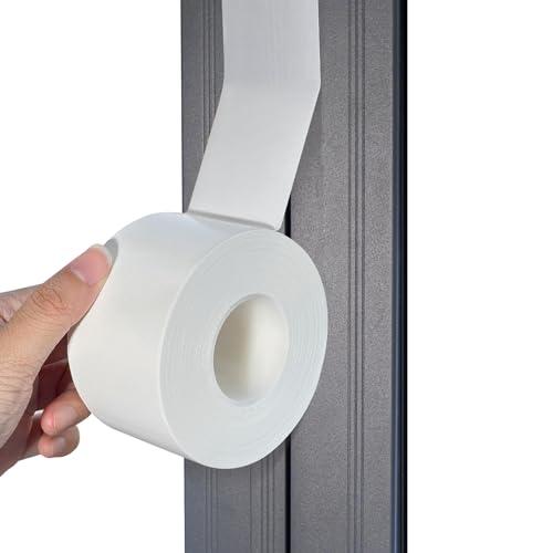White Window Weather Sealing Tape,Window Draft Isolation Sealing Film Tape,Window AC Seal Air Conditioner Sealing Tape No Residue, Self Adhesive for Keep Out Cold Air Dust Rain, Waterproof