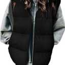 Zeagoo Puffer Vest Women Sleeveless Lightweight Quilted Jacket Stand Collar Zip Up Down with Pockets Winter Outerwear 2026 (X-Large, Black)
