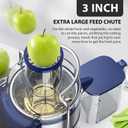 1300W KOIOS Centrifugal Juicer Machines, Juice Extractor with Extra Large 3inch Feed Chute, Full Copper Motor, Titanium-Plated Filter, High Juice Yield, 3 Speeds Mode, Brush included, Non-BPA, Blue