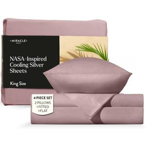 Miracle Made Breathable Cotton Bed Sheets, 4-Piece Set – Silver-Treated, Soft and Cool-to-the-Touch Lightweight Bedding Designed for Hot Sleepers – Queen Size, Rosewood