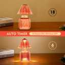 Small Battery Operated Lamp with Timer, Tiny Cordless Glass Table Lamp for Home Decor, Kitchen, Bathroom, Birthday Gift for Women, Jelly Red