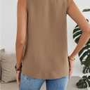 SOLY HUX Women's V Neck Pleated Tank Top Sleeveless Tunic Vest Shirts Casual Summer Blouse (Large, Coffee Brown)