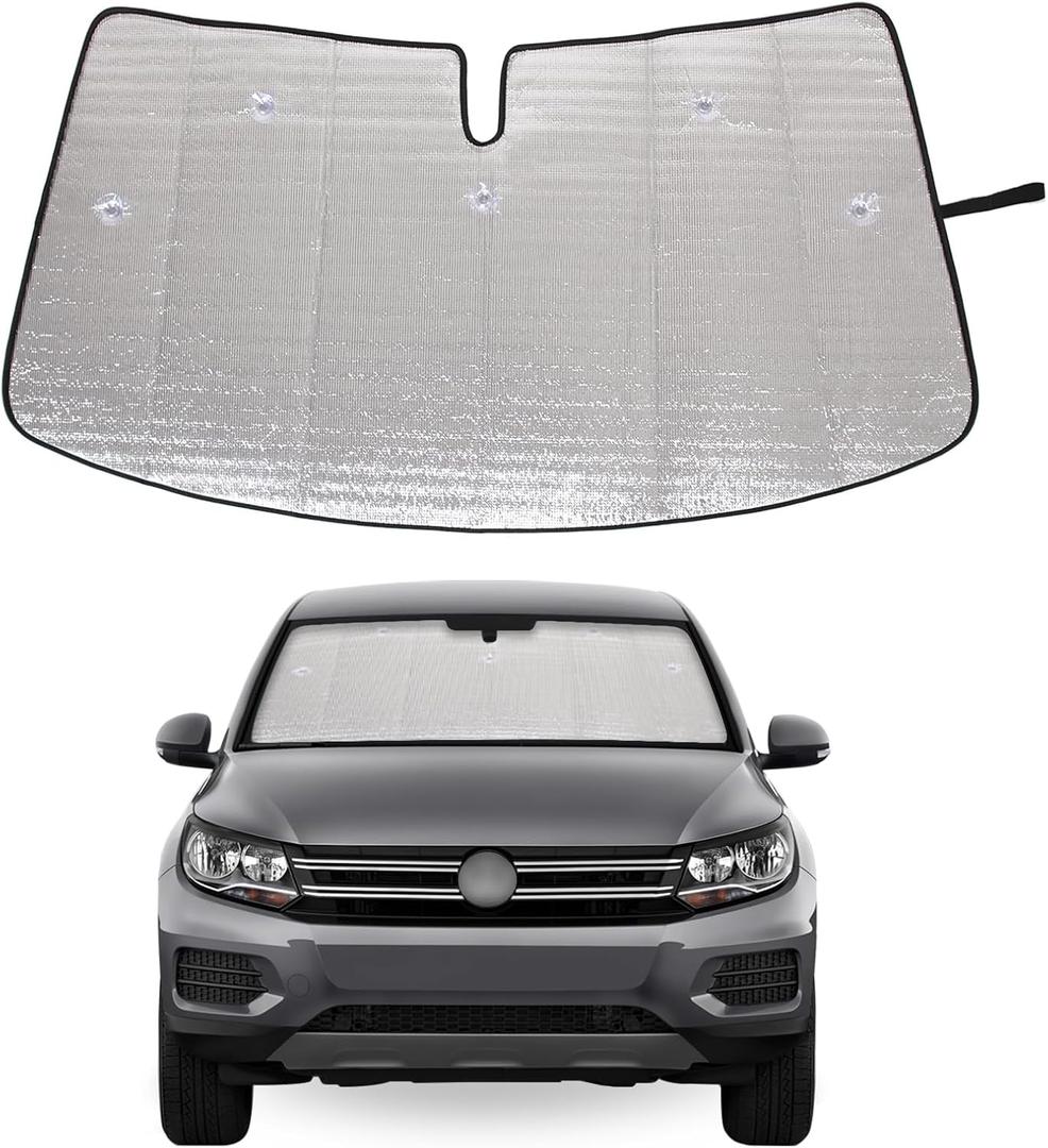 Windshield Sunshade for Volkswagen Tiguan 2009-2017 Accessories Front Window Sun Shade Foldable Reflective Sun Visor Custom Sunscreen UV Blocker Privacy Protector HeatShield Keeps Your Vehicle Cool