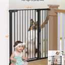 COMOMY 42" Extra Tall Baby Gate for Stairs Doorways, Fits Openings 29.5" to 40.6" Wide, Auto Close Sturdy Safety Dog Gate for House, Pressure Mounted Easy Walk Through Pet Gate with Door, Black