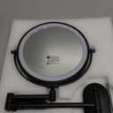 Auxmir 8'' Wall Mounted Lighted Makeup Mirror, 3200mAh Rechargeable Double-Sided 1X/20X Magnifying Mirror with Light, Touch Dimmable 3 Color Light, 360 Rotation Foldable Extended Arm, Black