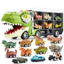 JOYIN 13 in 1 Dinosaur Toys for Kids 3-5, Dinosaur Truck with 12 Pull Back Cars, Birthday Gifts Toys for 3 4 5+ Year Old Boy, Transport Carrier Truck for Toddlers, Easter Kids Gifts