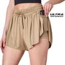 Womens Athletic Running Shorts 2 Pack Women's Butterfly Flowy Short's 2 in 1 Gym Workout Summer Short for Women Small