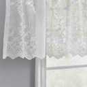 Kotile White Lace Valance for Kitchen Windows Over Sink Country Floral Embroidered Lace Valance for Window Cafe Dining Bath Room, Rod Pocket Short Sheer Curtain, 52 x 18 Inch, 1 Panel