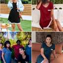 Ekouaer Nightgowns for Women Sexy Sleepshirts V Neck Short Sleeve Sleepwear Lace Trim Soft Night Shirts S-2XL (XXL)