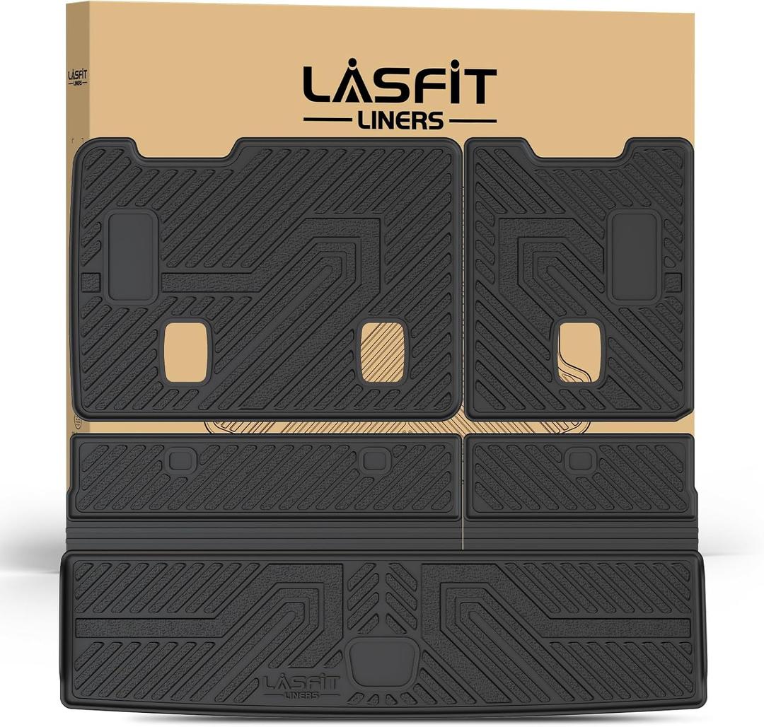 LASFIT Trunk Mat with Backrest Mat 2015-2020 for Chevrolet Chevy Tahoe/GMC Yukon (Only Yukon, Not Fit Yukon XL)/Cadillac Escalade (Only Escalade, Not Fit Escalade ESV), All Weather TPE Custom Fit