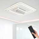 STERREN Bladeless Ceiling Fans with Lights, 20" Modern Flush Mount Ceiling Fan with Remote and Dimmable LED Lights, 6 Speed Fan Light for Bedroom Living Room (Square)