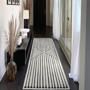 Ruggable x Jonathan Adler Washable 2x7 Runner Rug, Black and White, Premium Rugs for Hallway, Kitchen, Entryway, Living Room, Bedroom, Office with Gripper Non Slip Pad, Inkdrop Black & Ivory (2'6" x 7' (Rectangular))