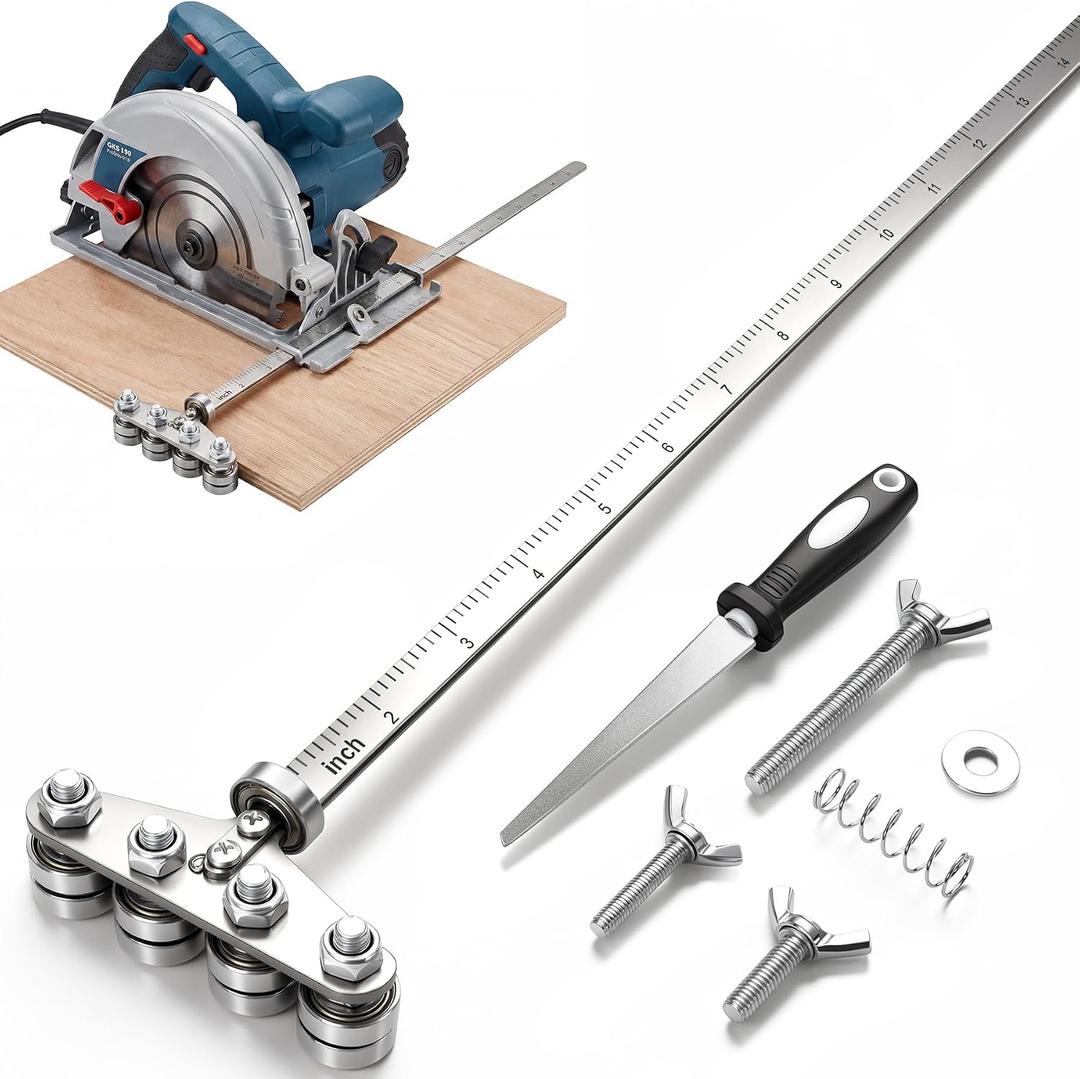 ACOCO 24" Circular Saw Guide Rail, 8 in 1 Stainless Steel Positioning Calipers with File and Storage Bag, Universal Rip Cut Guide Compatible with Most Saws for Woodworking