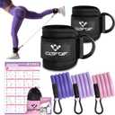 Ankle Resistance Bands with Cuffs, Ankle Bands for Working Out, Kickbacks Hip, Leg Glute Exercise Equipment with Training Poster, Resistance Workout Equipment for Women (Black)