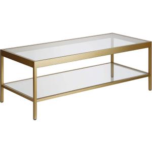Henn&Hart 45" Wide Rectangular Rectangular Coffee Table in Brass, Modern Rectangular Coffee Tables for living room, studio apartment essentials