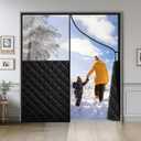 Magnetic Thermal Insulated Door Curtain for 72"x 80" Doors, Visible Door Cover for Heat Insulation, Magnetic Closure Thick Draft Blocker Blanket for Doorway to Keep Warm in Winter Cool in Summer (Black + Clear)