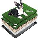 MEEXPAWS Dog Grass Pee Pads for Dogs with Tray | Medium 3121 in | 2 Dog Artificial Grass Pads Replacement| Rapid Drainage | Indoor Litter Box | Hemmed Edge