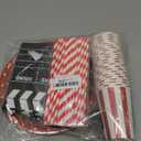 Recheel Movie Night Party Supplies Decorations, Movie Theme Birthday Paper Plates and Napkins Set with Cups and Straws for 24 Guests, 120 Pcs Disposable Party Snack Dinnerwares