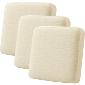 hyha Outdoor Couch Cushion Covers, Sectional Couch Sofa Covers Washable, Jacquard Diamond Lattice, Stretch Sofa Seat Cushion Cover for Indoor/Outdoor Patio Furniture (3 Pieces, Beige)