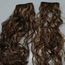 REECHO Clip in Hair Extensions - 4PCS 12" Short Curly Wavy Brown with Highlights